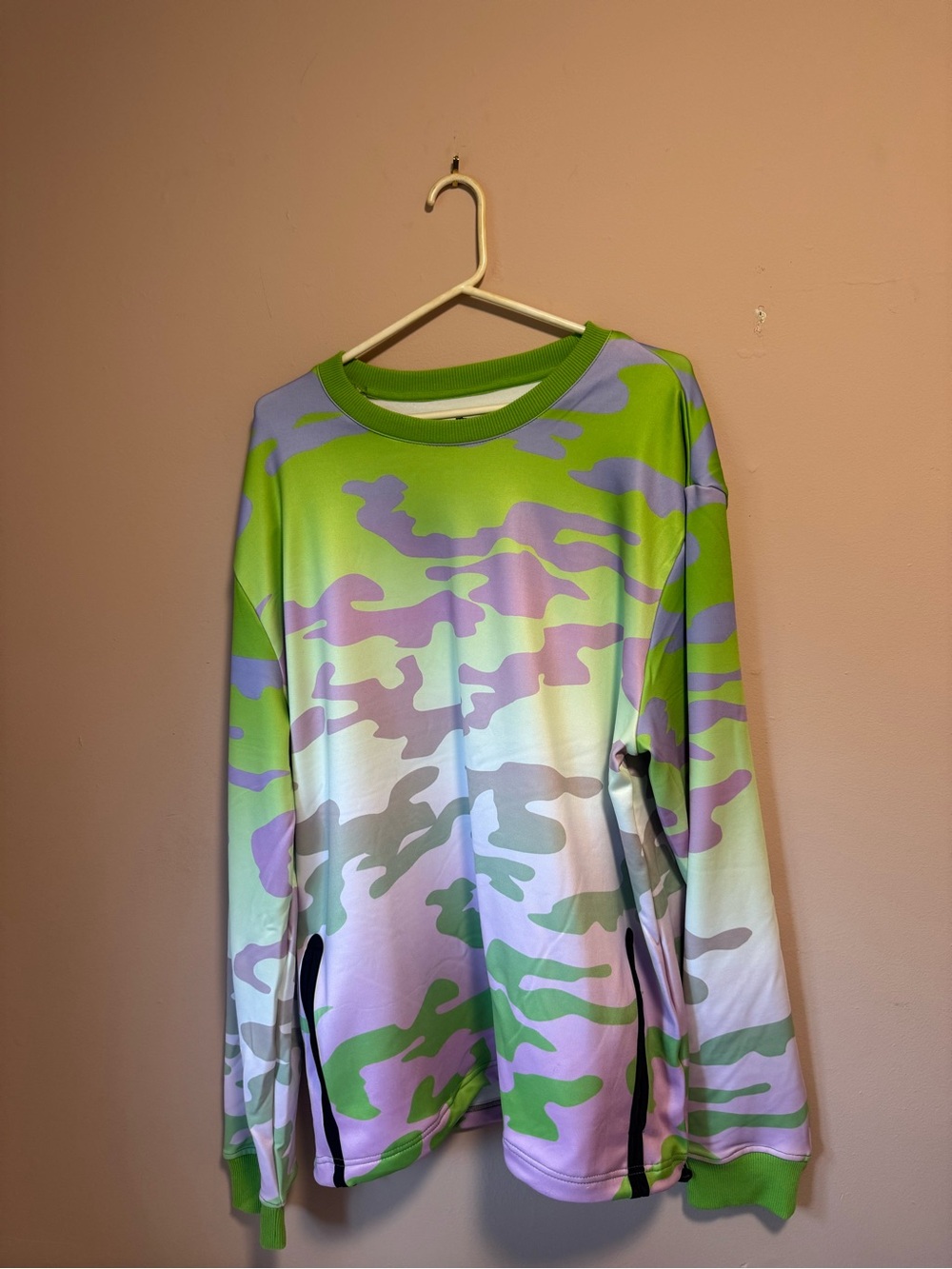 Green & Purple Camo Men’s Crewneck